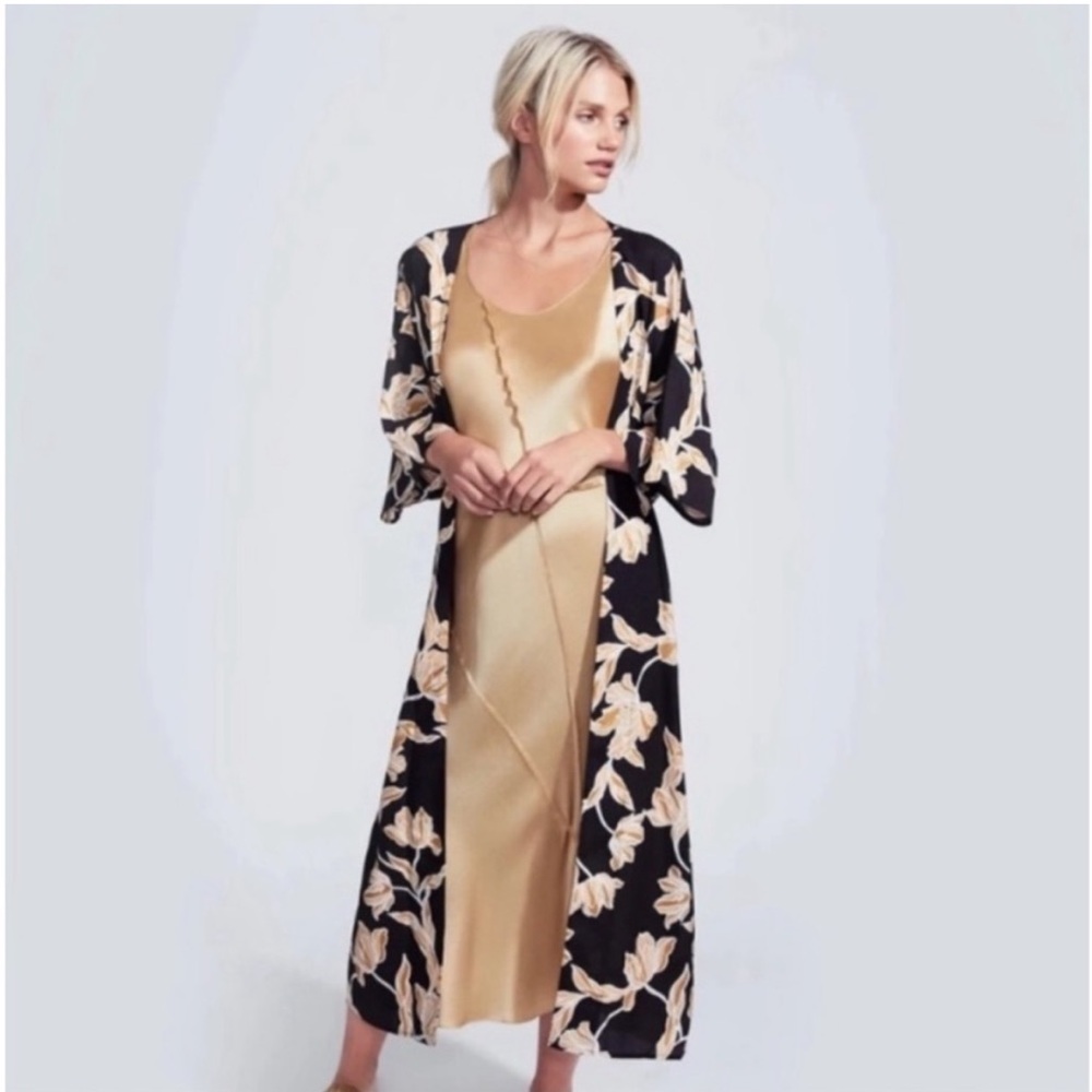 Madison Du Soir Floral Long Kimono Duster Robe  NWT size L/Xl